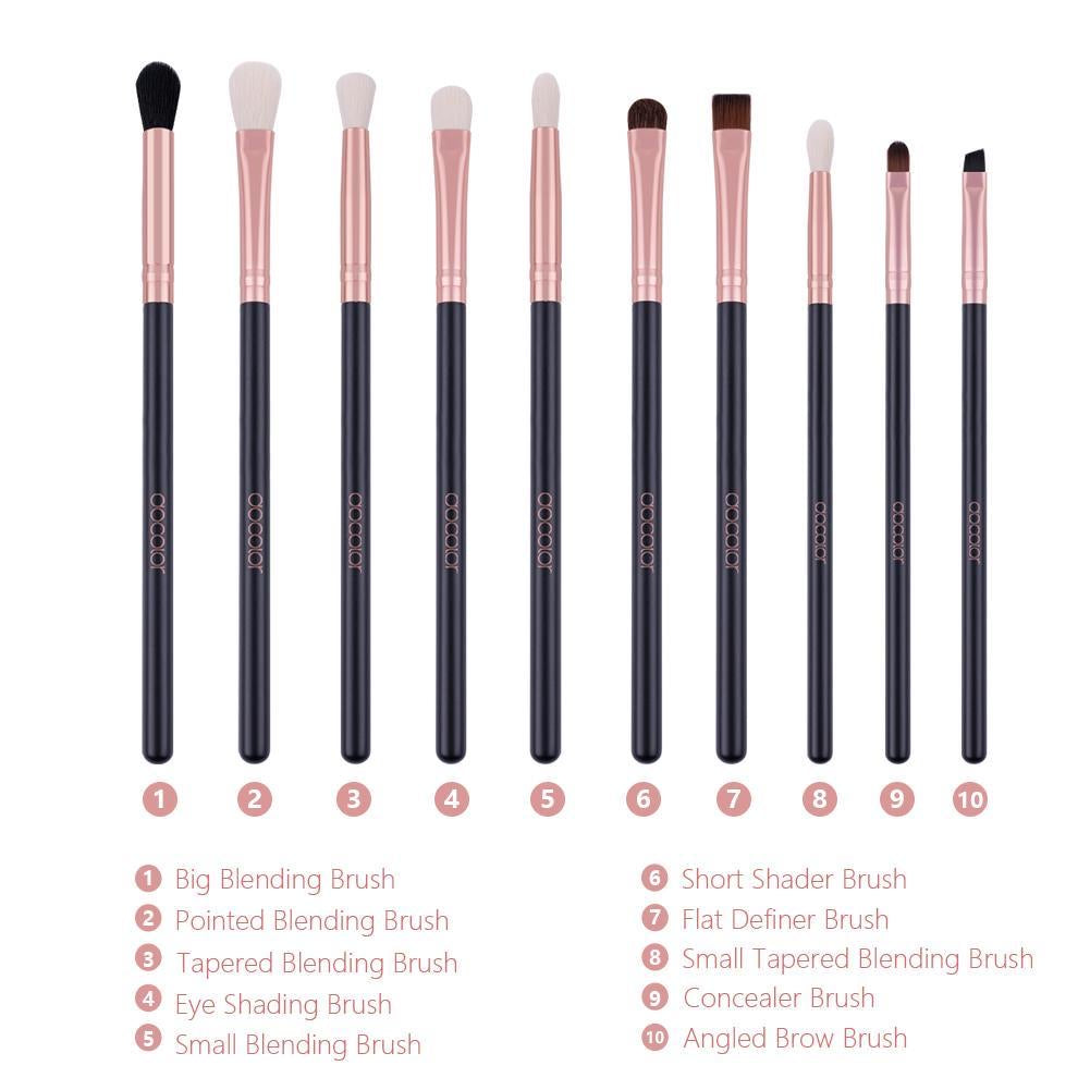 10 Piece Rose Gold Eye Makeup Brush Set